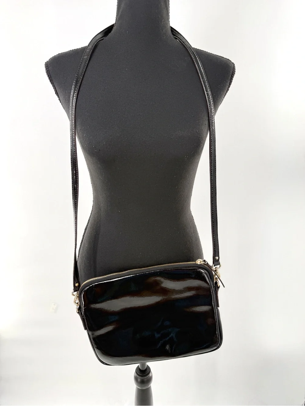 Kate Spade Bryce Black Patent Leather Flicker iPad Pouch Crossbody Bag Clutch